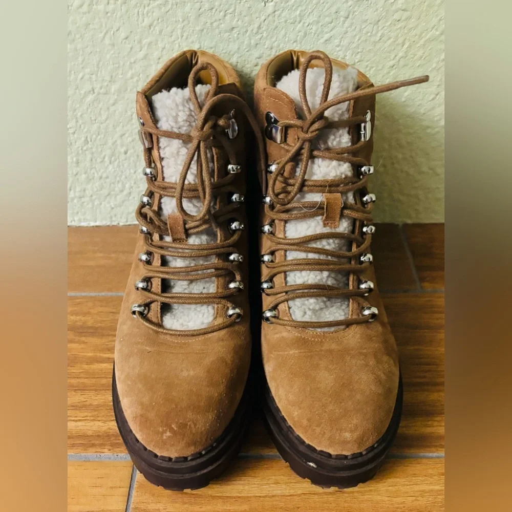 Marc Fisher LTD Nairy Brown Suede w/ Shearling Tongue Hiking Boots Size: 8.5M